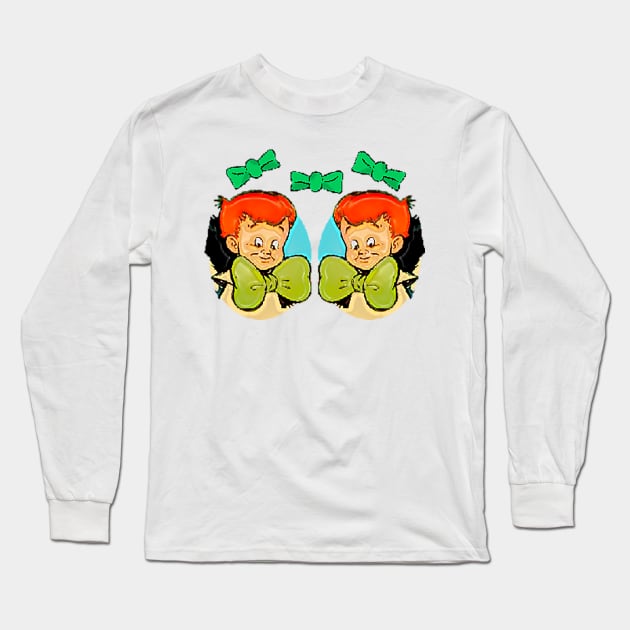 Orange hair boy green tie Long Sleeve T-Shirt by Marccelus